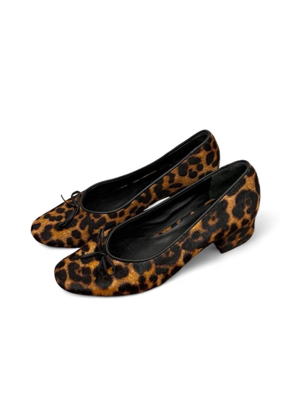 reformation terry ball leopard print kitten heel shoes